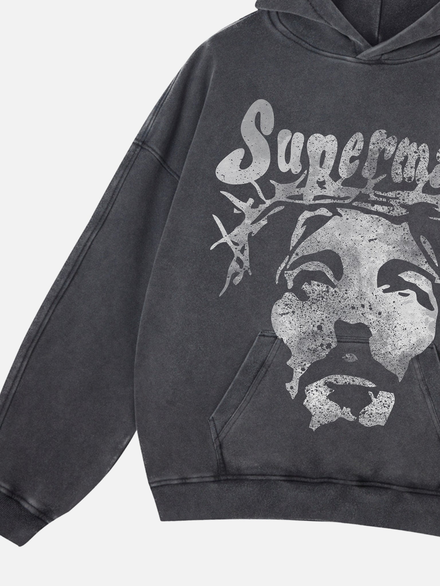 Thesupermade Heavy Duty Washed Jesus Graphic Hoodie - 1973