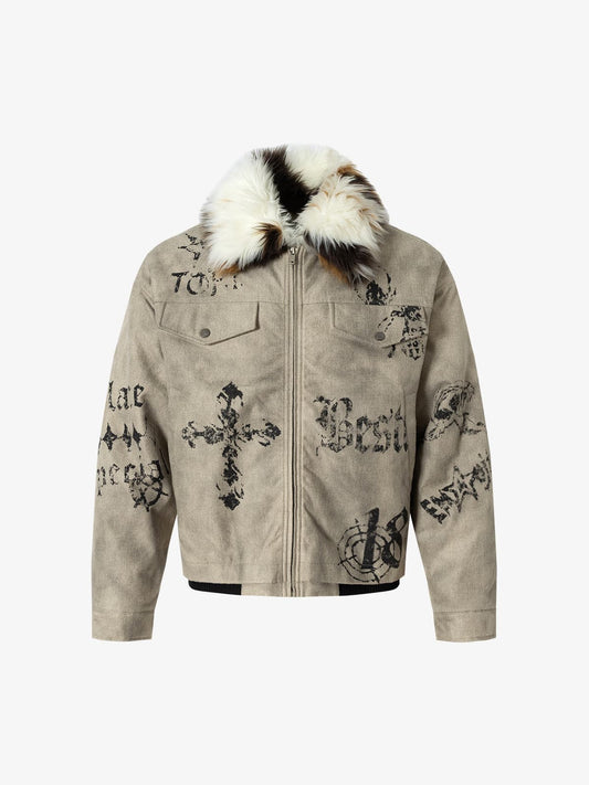 Winter-Ready Corduroy Jacket with Faux Fur Trim for Men 