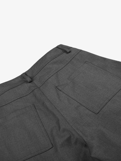 Multi-Button Diagonal-Placket Tailored Shorts