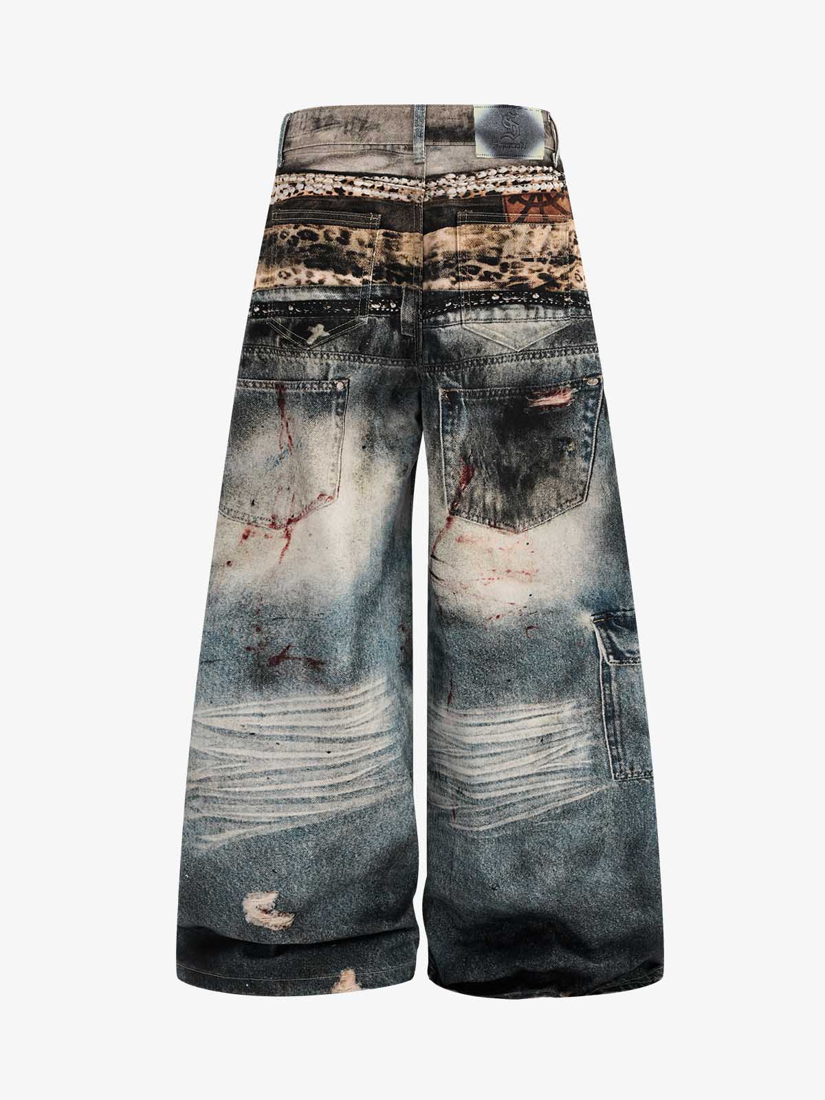 Jeans desgastados con impresión 3D
