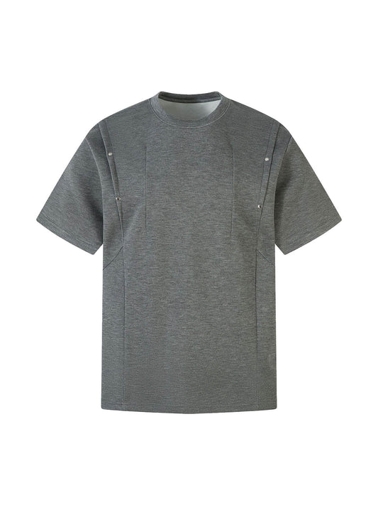 Retro Rivet Pleated Functional T-shirt 