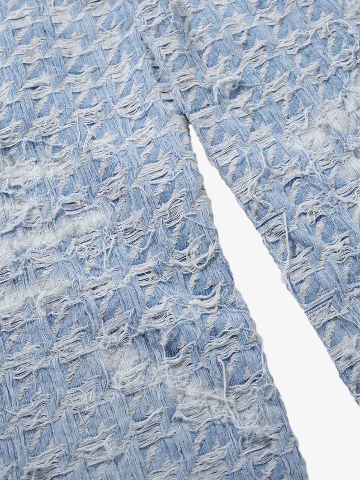 Distressed Frayed Textured Denim Jeans 