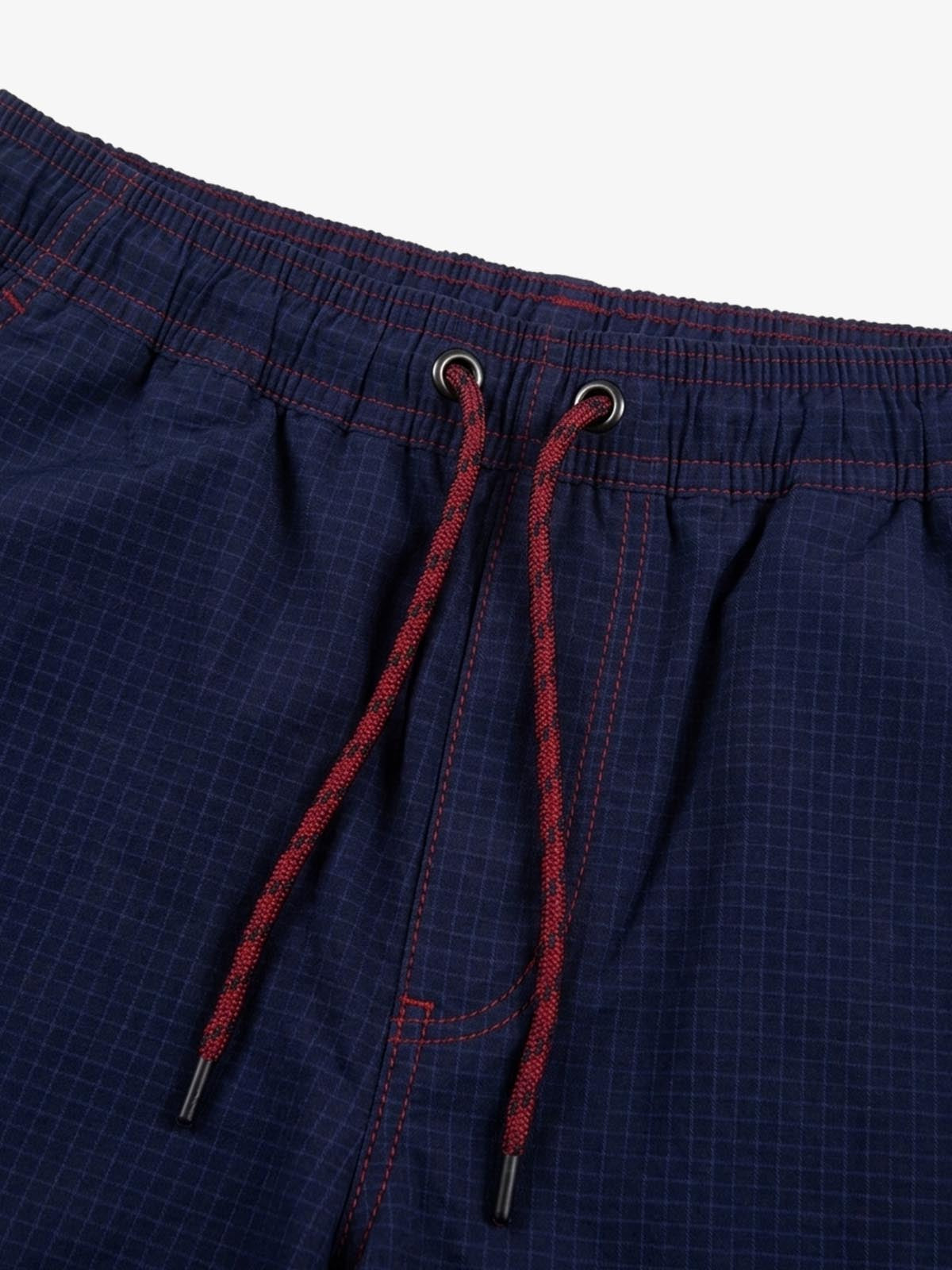 Contrast Stitch Curved-Leg Drawstring Pants