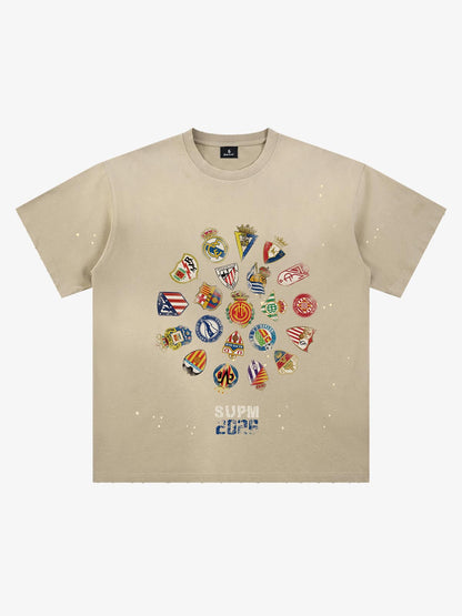 Distressed Ink Splatter Pattern Team Logo Collection T-shirt 