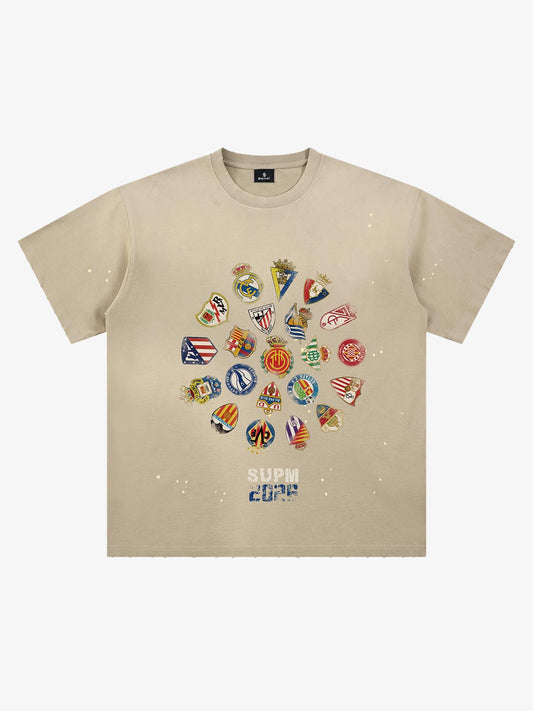 Distressed Ink Splatter Pattern Team Logo Collection T-shirt 