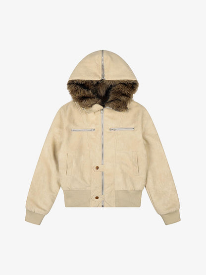 Stylish Hooded Jacket with Faux Fur Trim for Men and Women - Perfect for Casual Outfits 