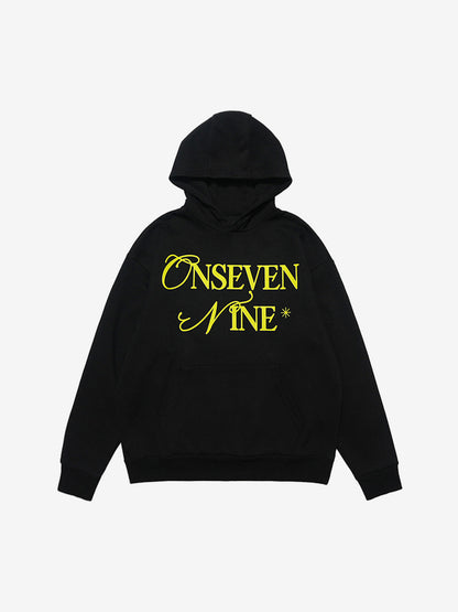 Basic Letter Print Fleece Hoodie 