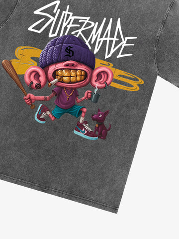 Thesupermade Cartoon Graffiti Trendy Weird Kid T-Shirt 