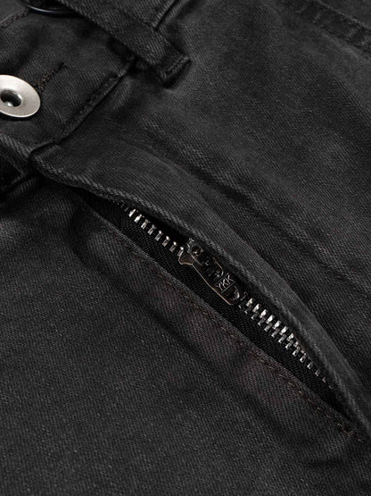 Scorpion-Embossed Multi-Pocket Distressed Cargo Jeans