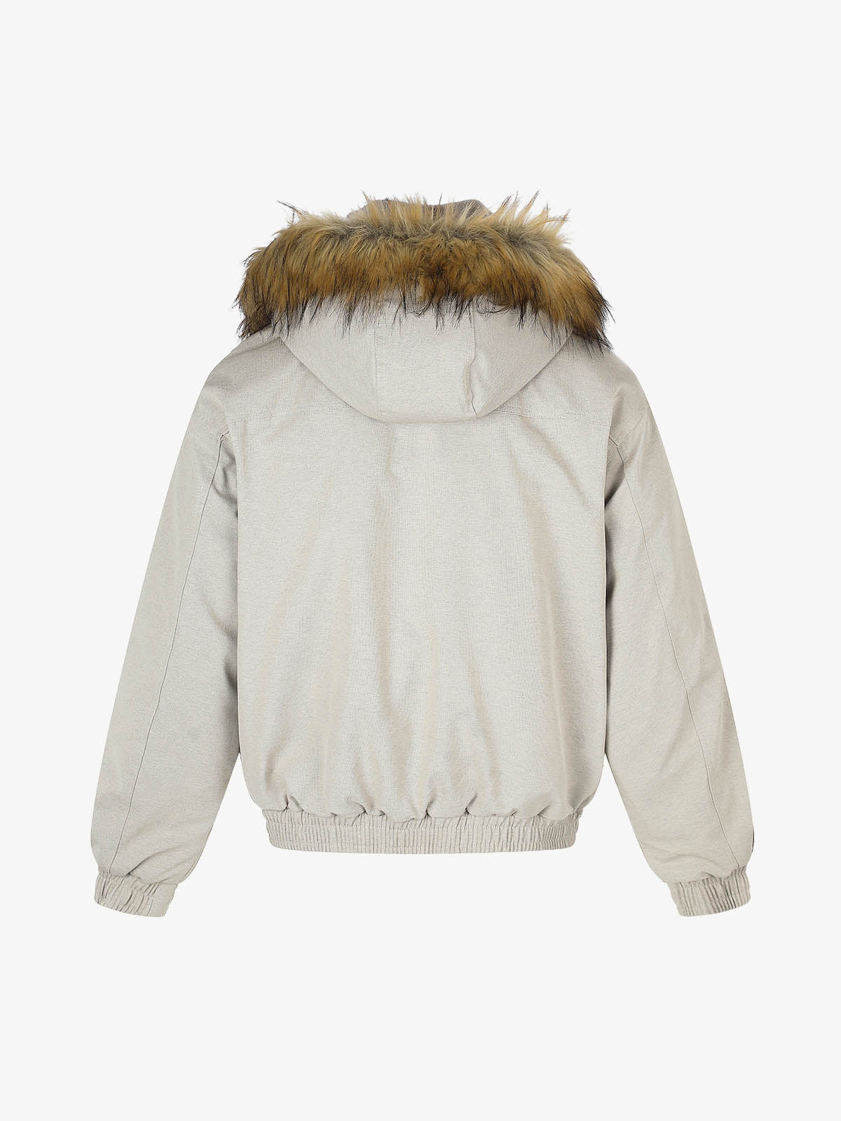 Deconstructed Layered Hooded Faux-Fur Collar Puffer Jacket