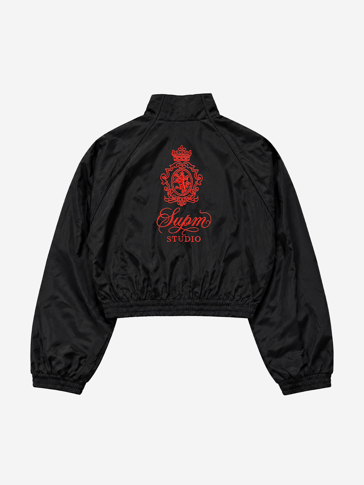 Embroidered Cropped Windbreaker Jacket & Relaxed Pants Set