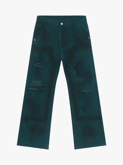 Denim Wide Leg Cropped Pants with White Stripe Design High Waist Fashion Trousers for Women 