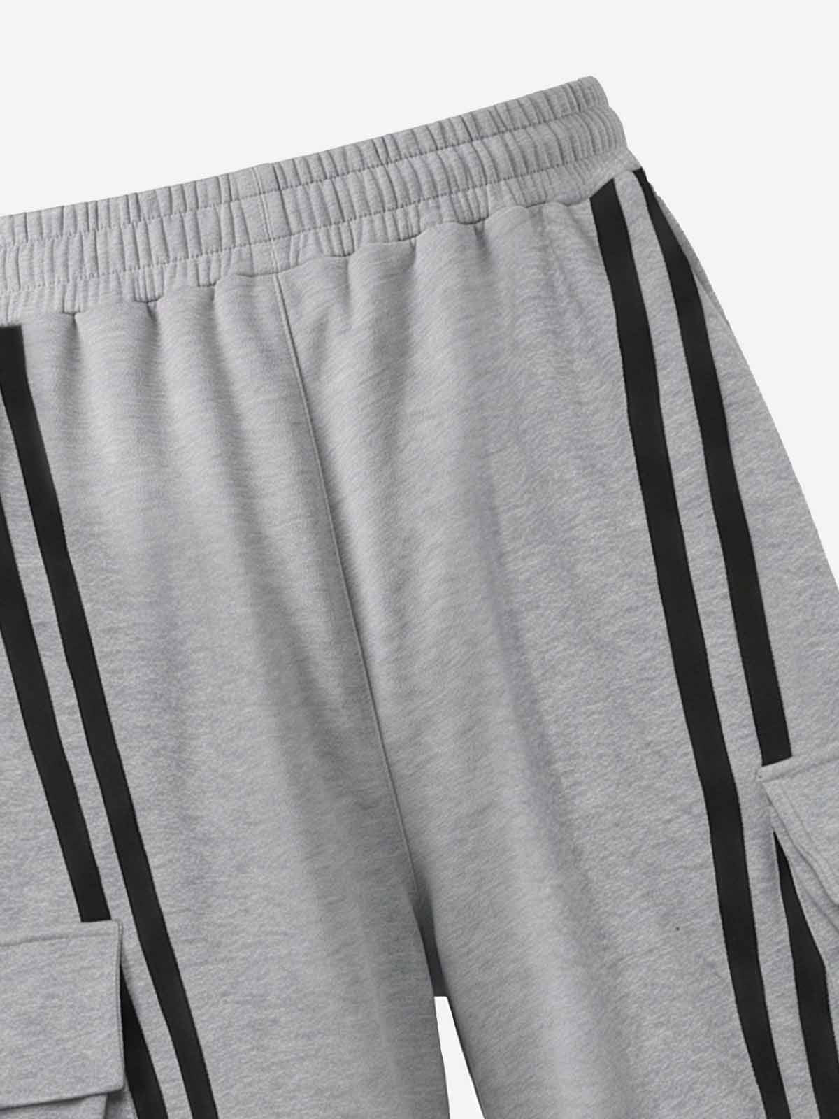 Badge Embroidered Color Block Striped Sweatpants