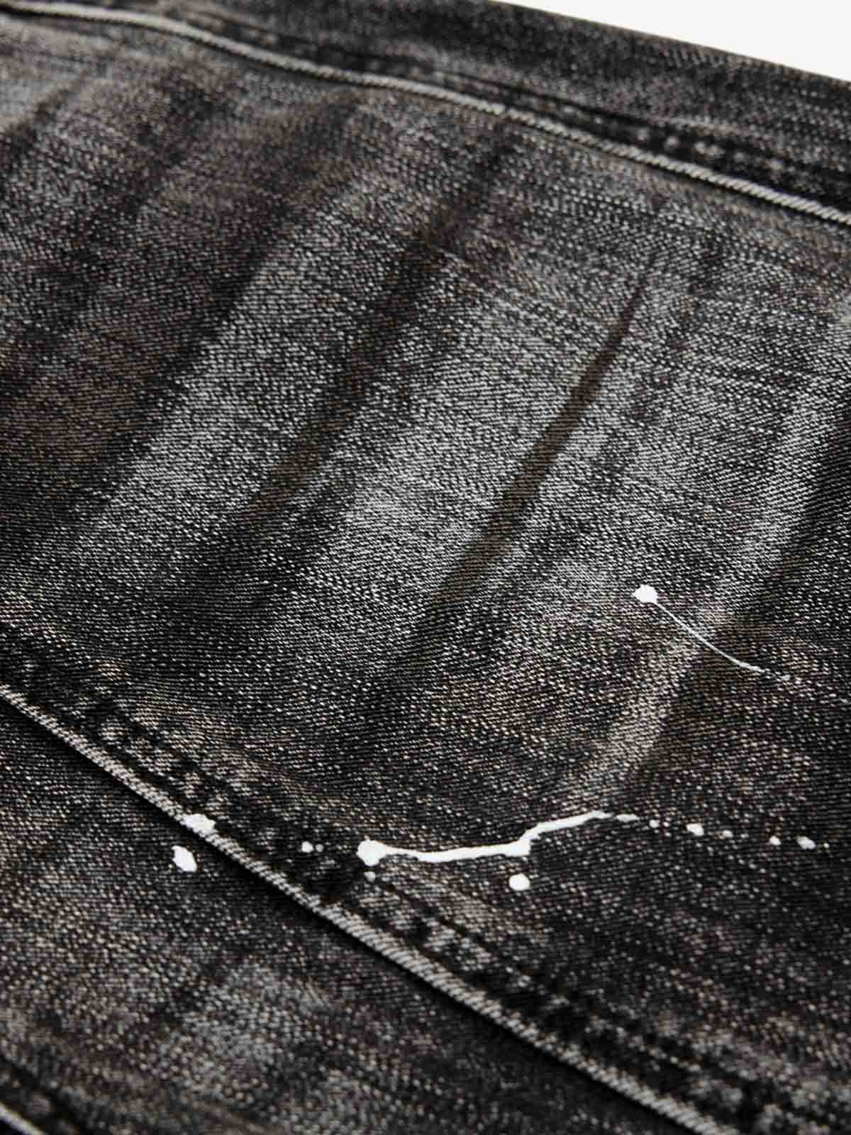 Paint Splatter Washed Wide Leg Denim Jeans