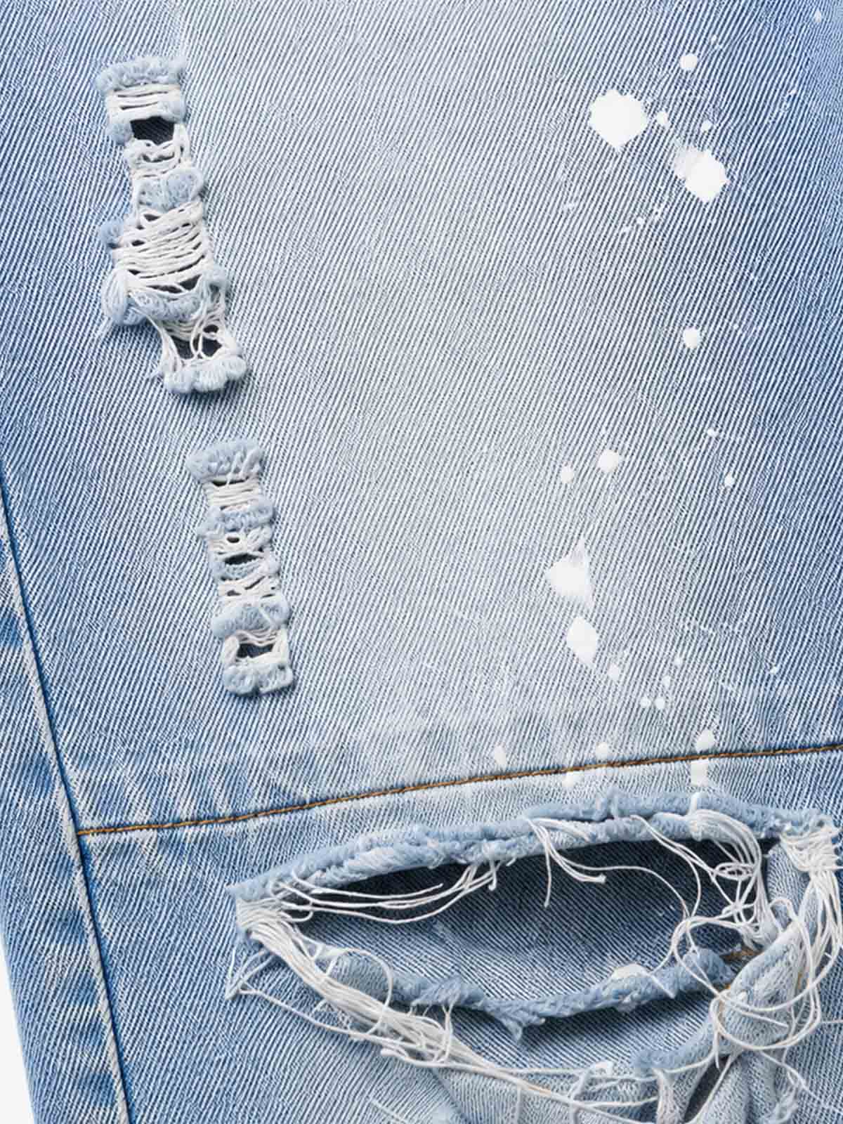Double-Zip Paneled Distressed Bootcut Jeans