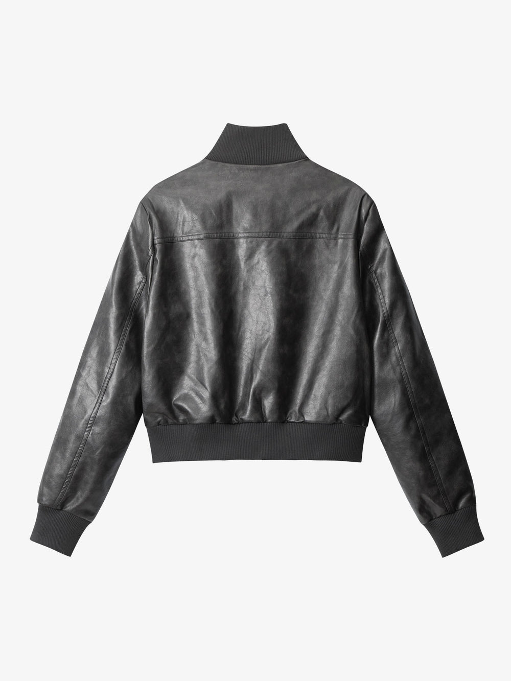 Thesupermade Faux Leather Cropped Fit Bomber Jacket