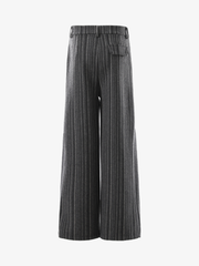Deep-Pleat Striped Wide-Leg Trousers
