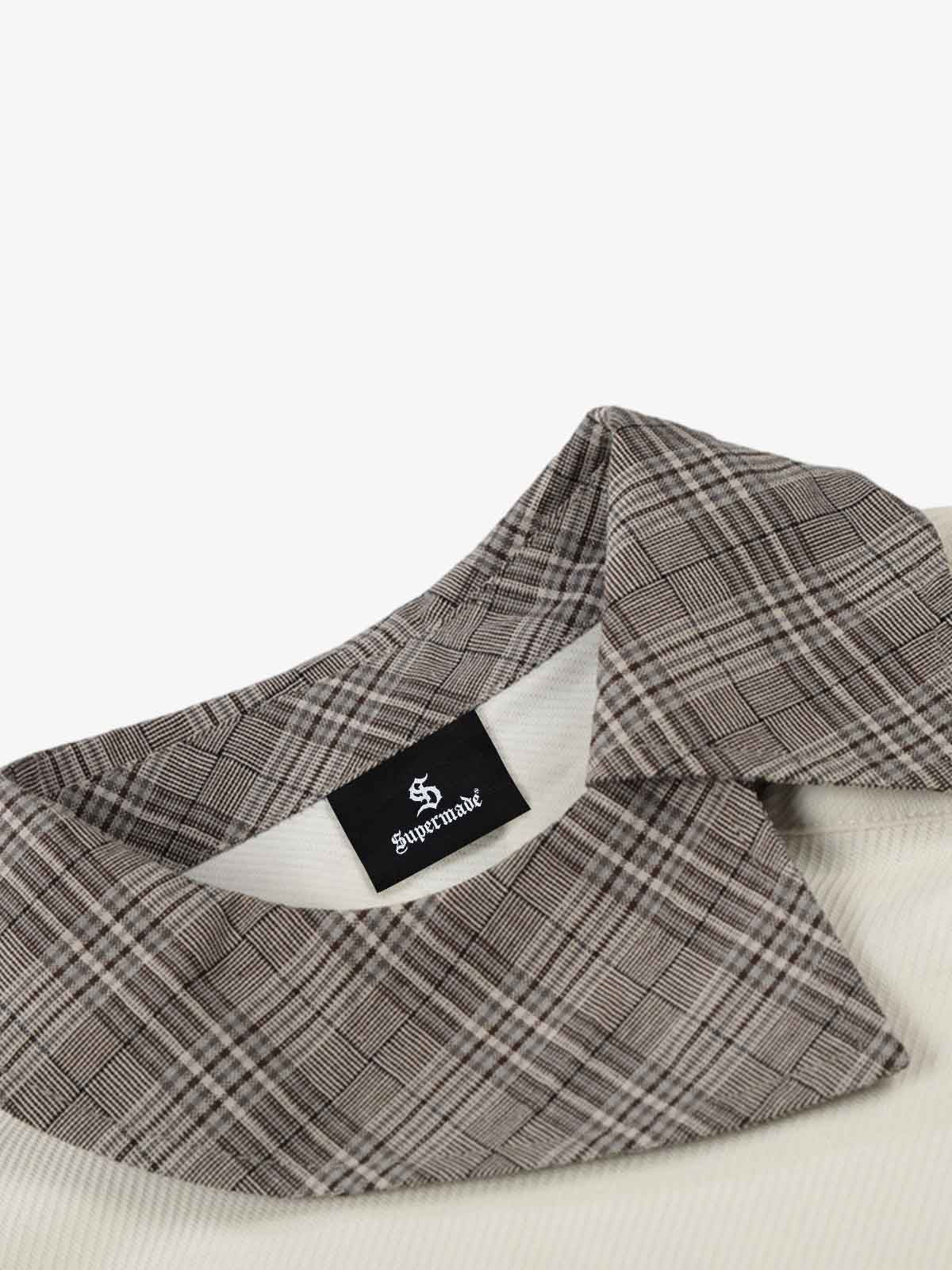 Plaid Collar Asymmetrical Button T-Shirt 