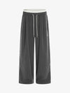Pinstripe Elastic Waist Wide Leg Pants 