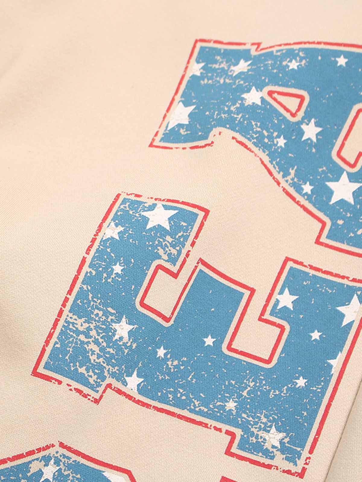 Retro Contrast Letter Print Fleece Wide-Leg Sweatpants 