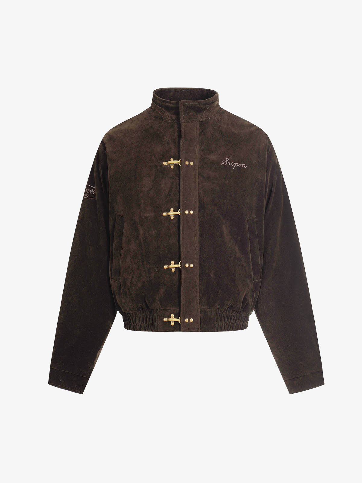 Vintage Suede Embroidered Metal Clip Down Jacket - 2626 