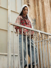 Paint Splatter Plaid Frayed Hem Button Up Shirt 
