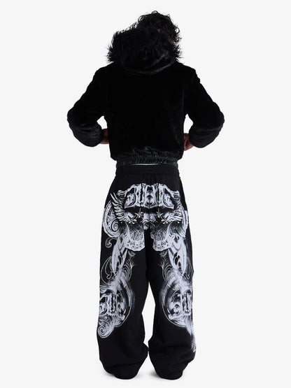 Dark Gothic Graphic Baggy Sweatpants