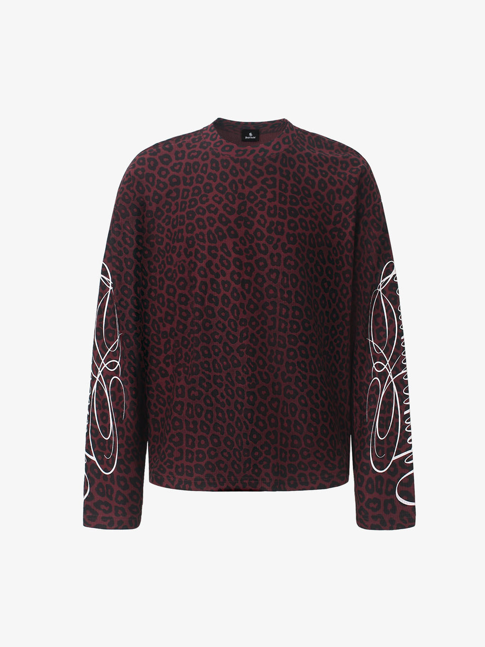 Leopard Graphic Waffle Long Sleeve Tee