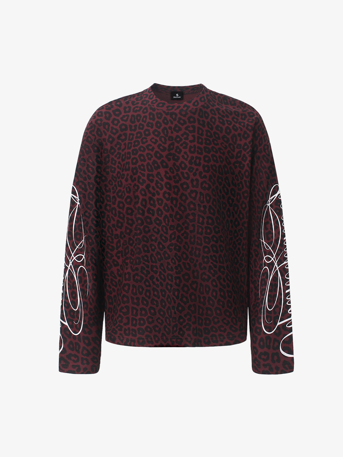 Leopard Graphic Waffle Long Sleeve Tee