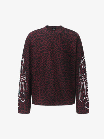 Leopard Graphic Waffle Long Sleeve Tee