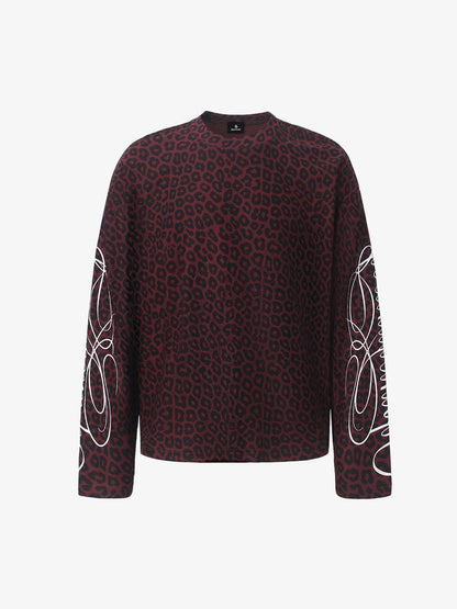 Leopard Graphic Waffle Long Sleeve Tee