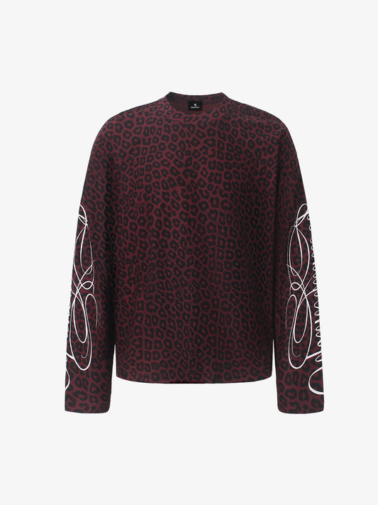 Leopardenmuster-Waffel-Langarmshirt