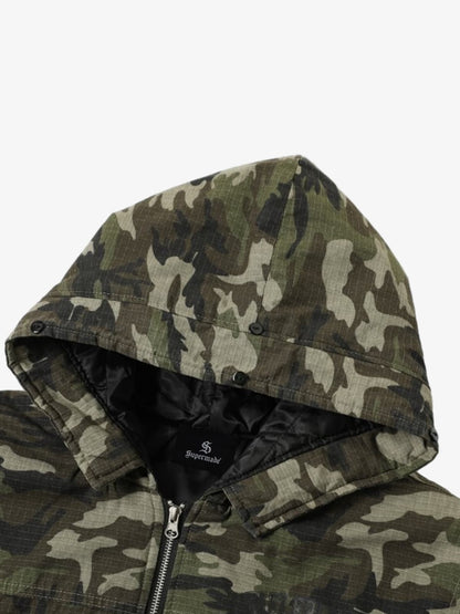 Detachable Fur Collar Forest Camo Padded Jacket 
