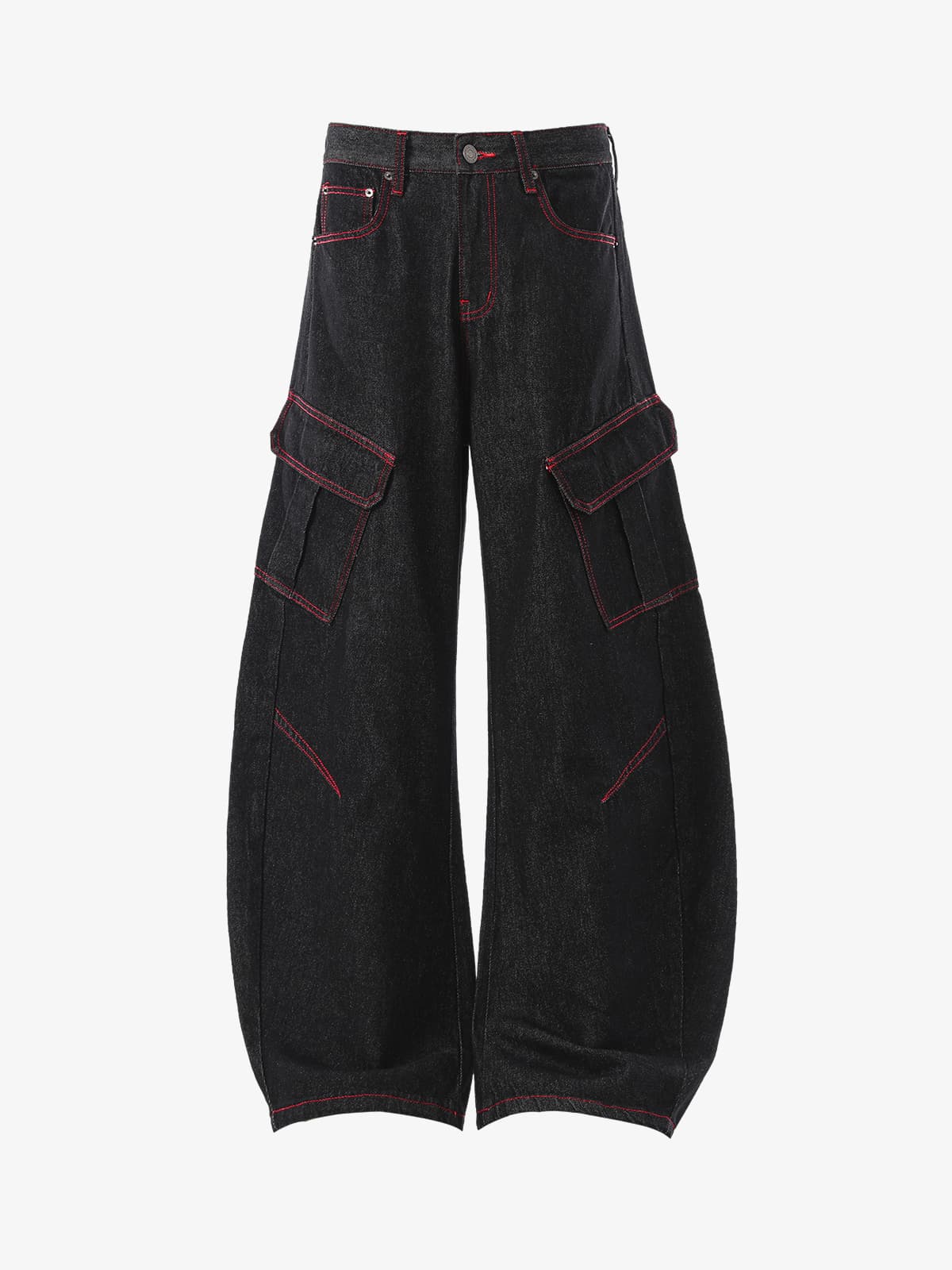 High-Waisted Wide-Leg Cargo Pants with Unique Pocket Design 
