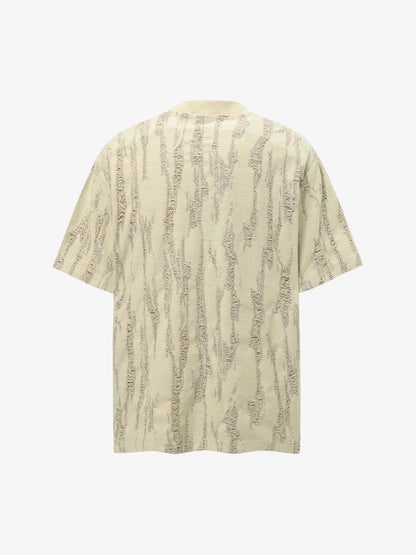 Distressed Letter Embroidered Short-sleeved T-shirt 