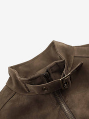 Suede Button Boxy Fit Jacket