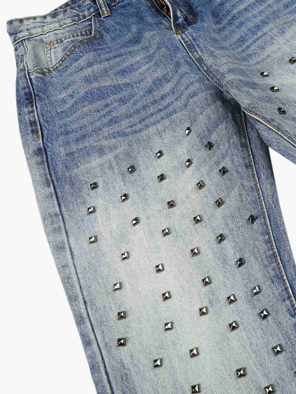 Studded Washed Heavy-Duty Jeans