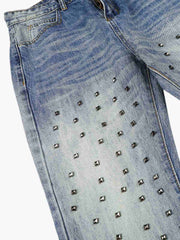 Studded Washed Heavy-Duty Jeans