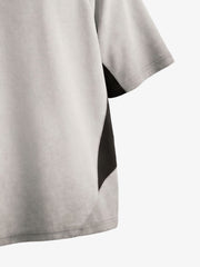 Faux Suede Panel Graphic T-Shirt 