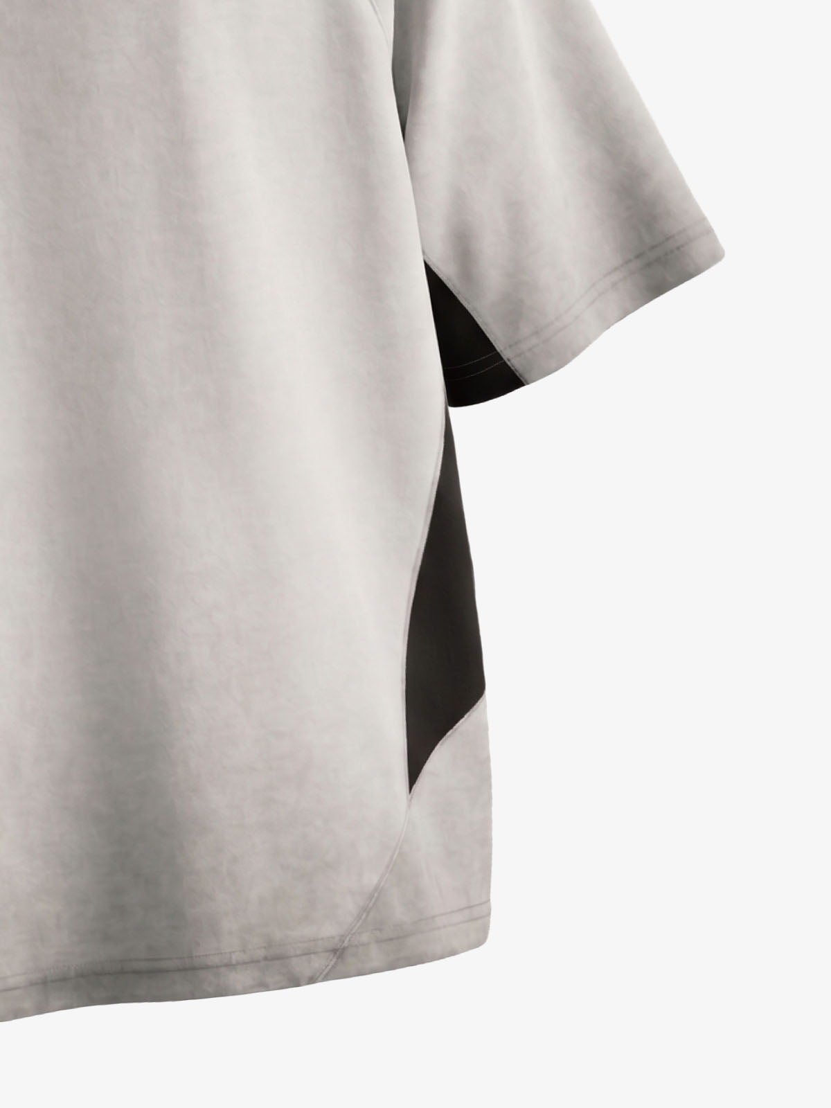 Faux Suede Panel Graphic T-Shirt
