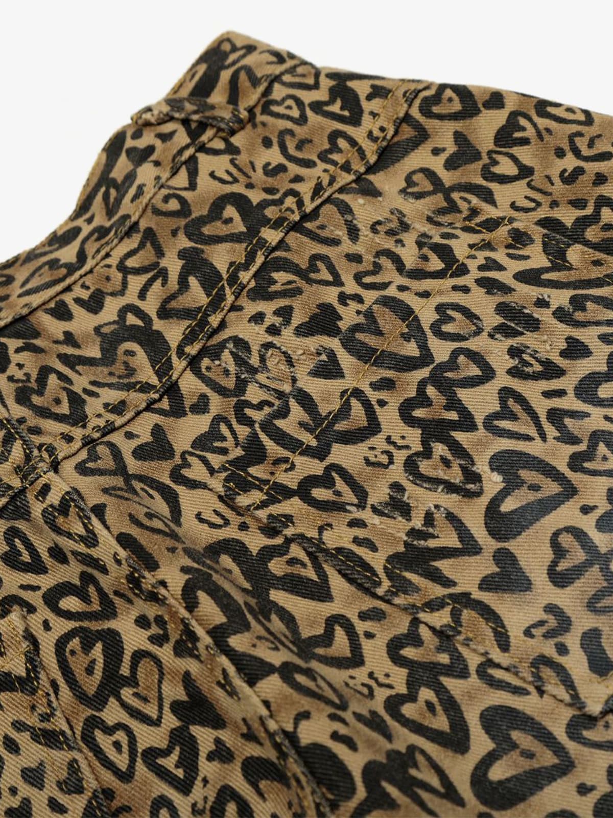 Leopard Heart Print Wide-Leg Pants for Women - Trendy and Stylish Design 