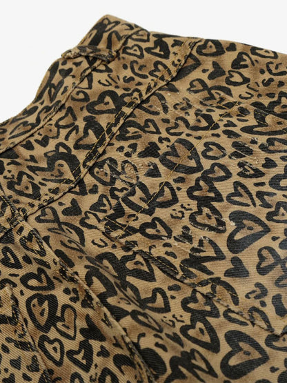 Leopard Heart Print Wide-Leg Pants for Women - Trendy and Stylish Design 