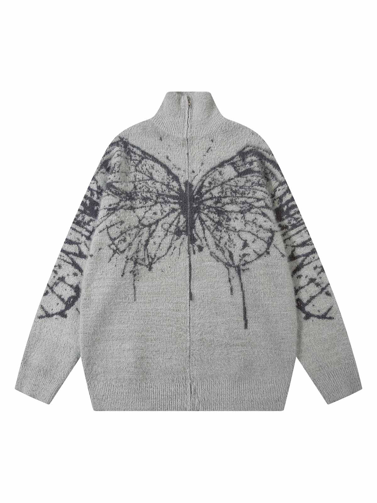 Thesupermade Butterfly Jacquard  Knit Mock Neck Sweater 