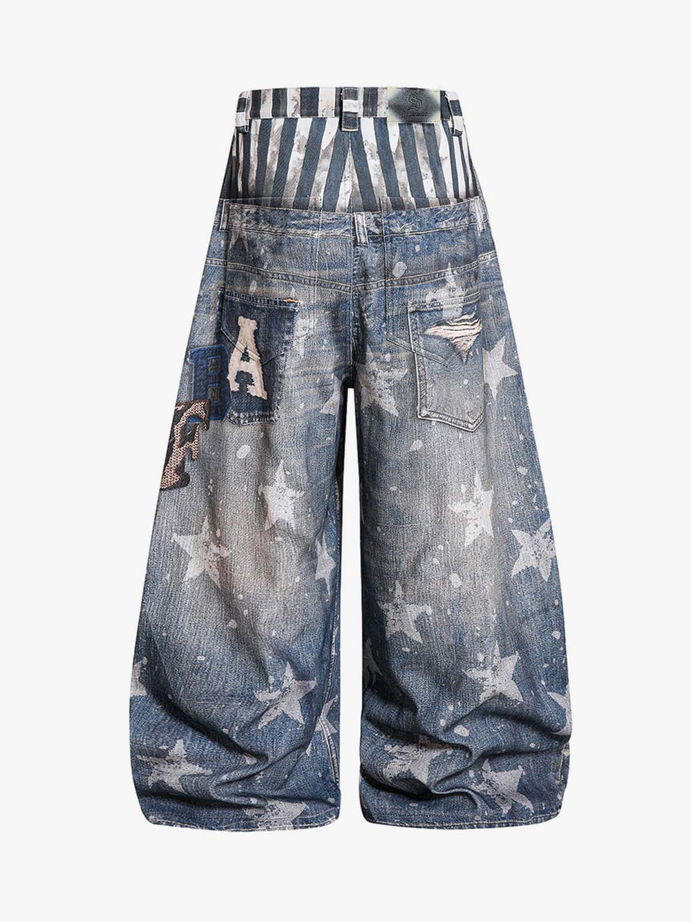 3D Double Waist Curved Jeans