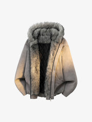 Faux-Fur Collar Aviation Buckle Jacket