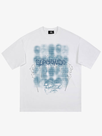 Dark Grid Skull Graphic T-Shirt 