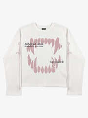 Fangs Graphic Waffle Boxy Long Sleeve Top