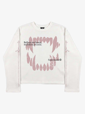 Fangs Graphic Waffle Boxy Long Sleeve Top
