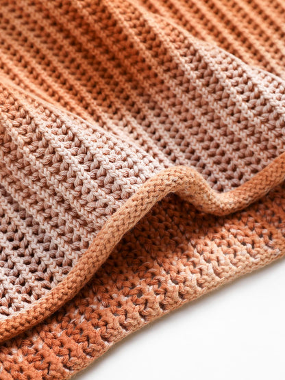 Gradient Ombre Knit  Crew Neck Sweater 