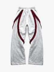 Pink Contrast Stripe Zip Hoodie & Curved-Leg Pants Set
